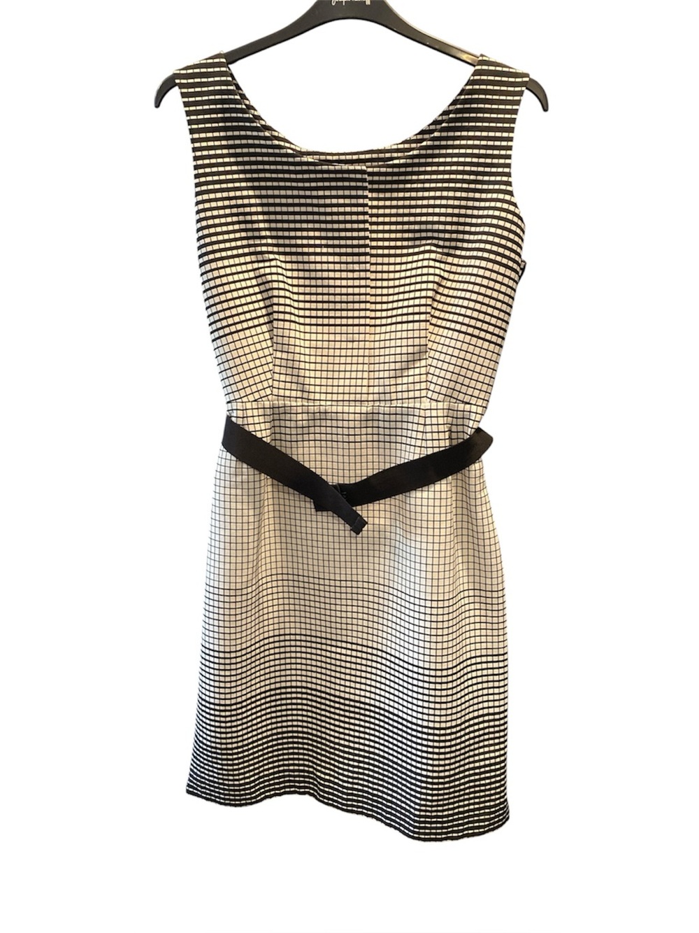 🇨🇦 Lida Baday Black and Cream checkered Belted Dress Size 12. BNWT